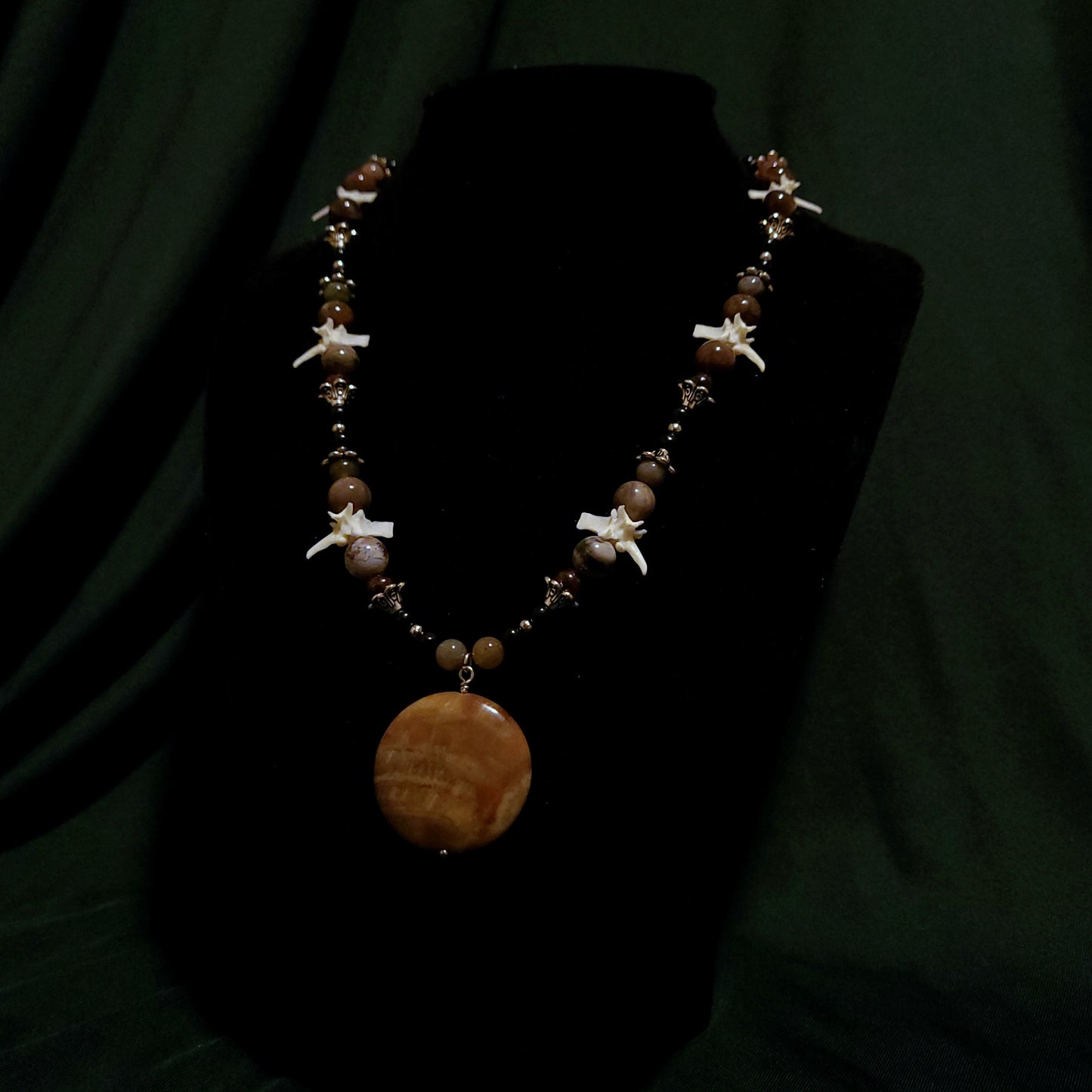 Petrified Wood and Rattlesnake Necklace
