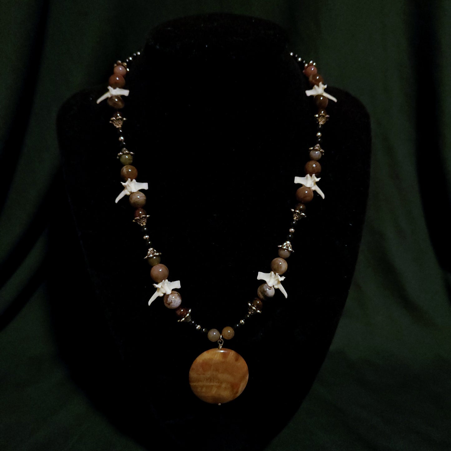 Petrified Wood and Rattlesnake Necklace