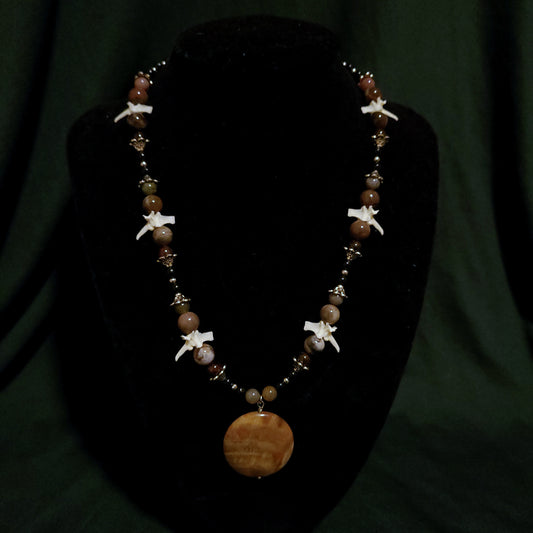 Petrified Wood and Rattlesnake Necklace