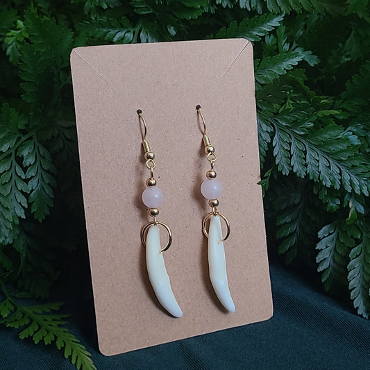 Coyote and rose quartz earrings