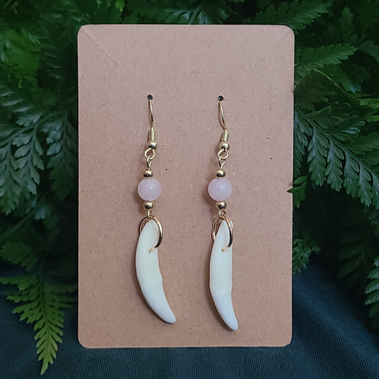 Coyote and rose quartz earrings