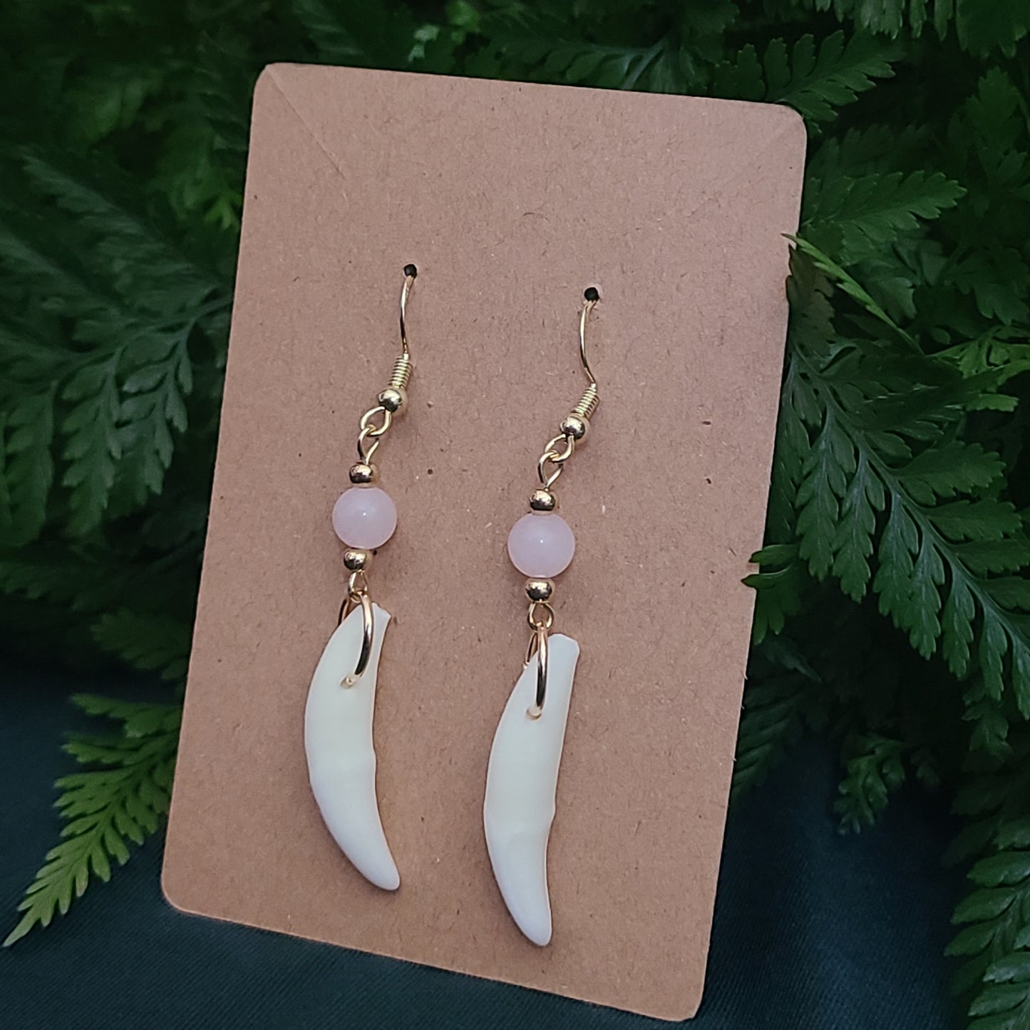 Coyote and rose quartz earrings