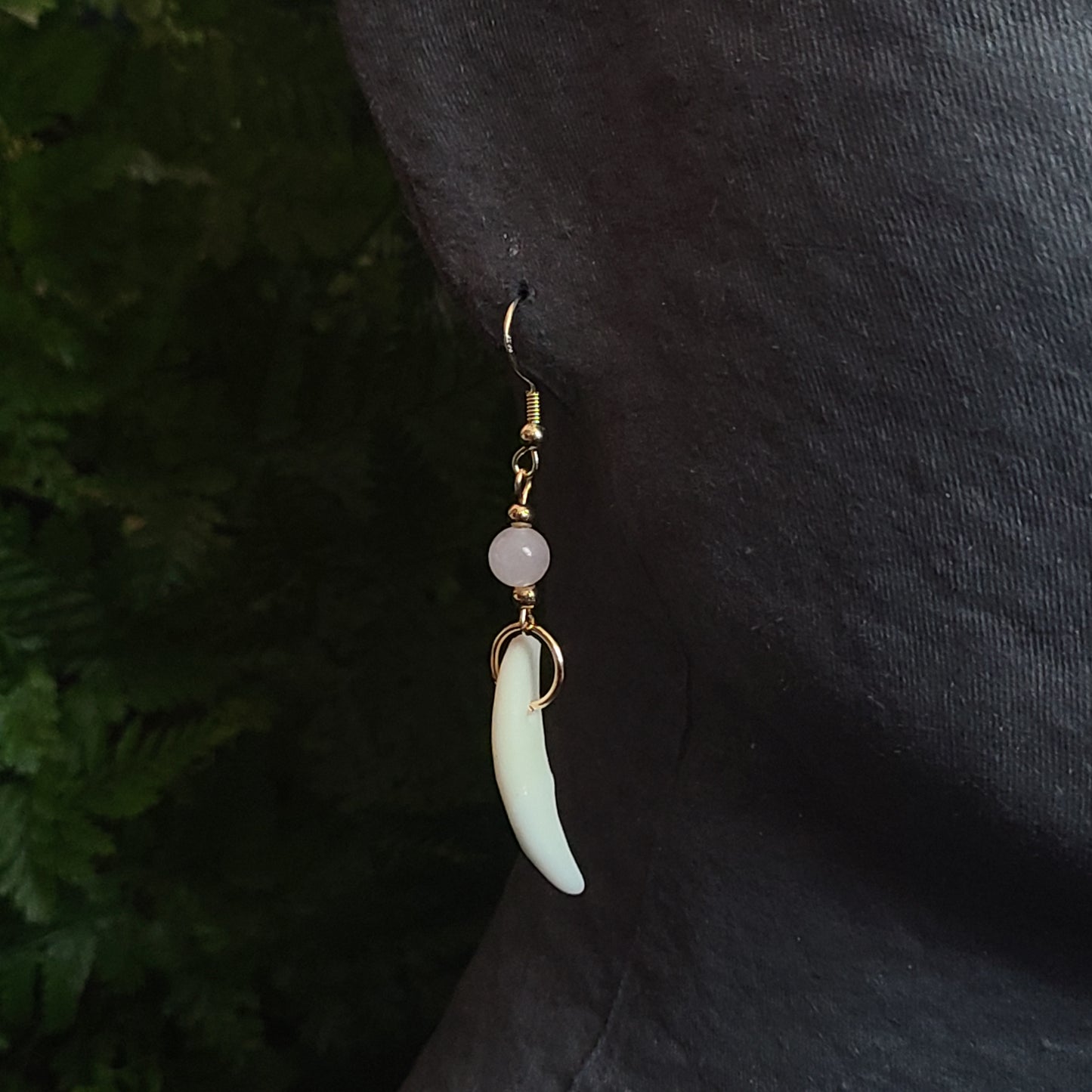 Coyote and rose quartz earrings
