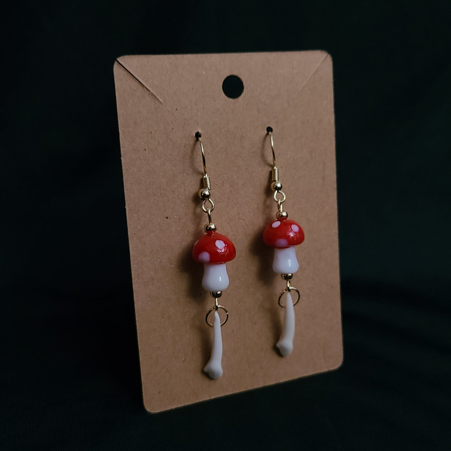 Toadstool and teeth earrings