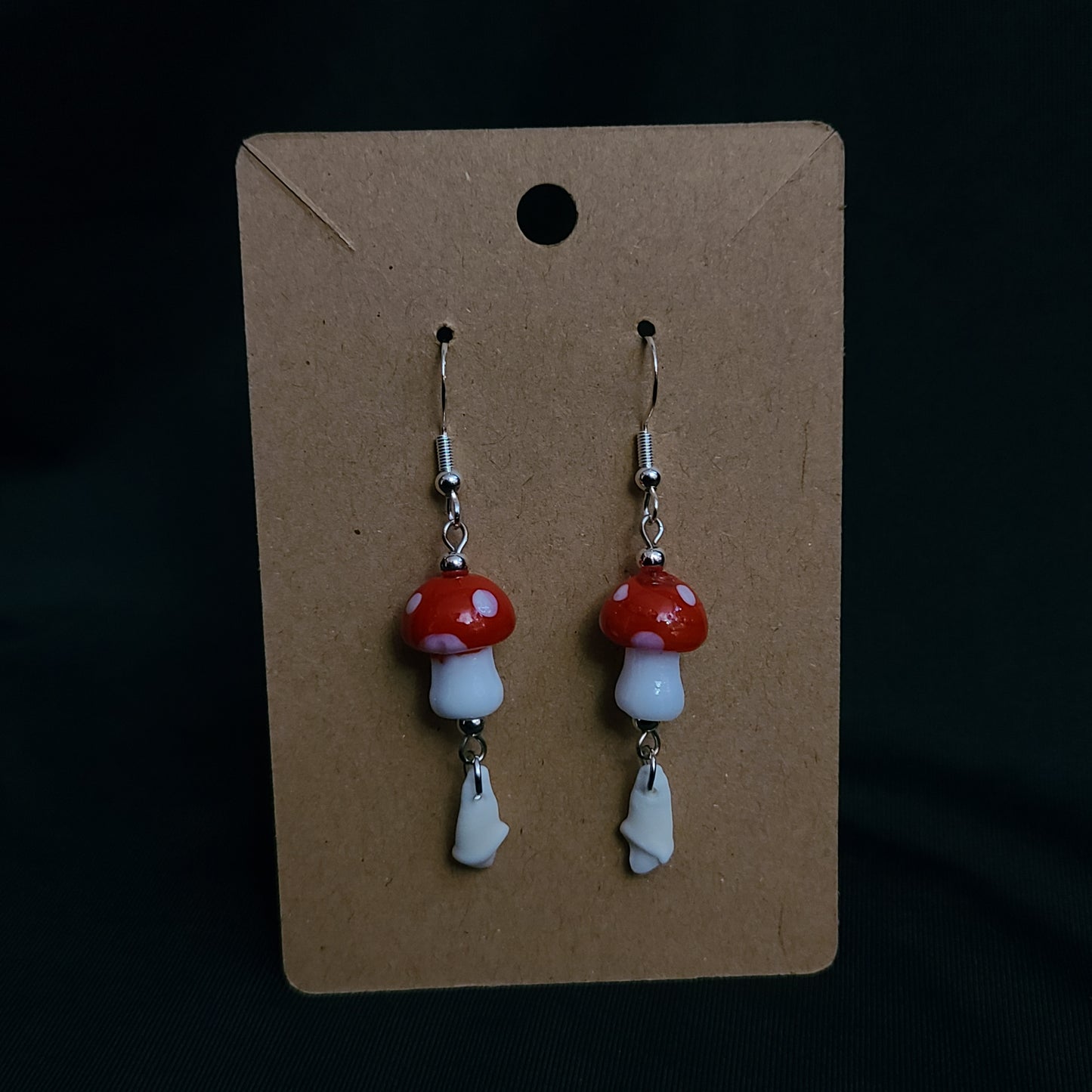 Toadstool and teeth earrings