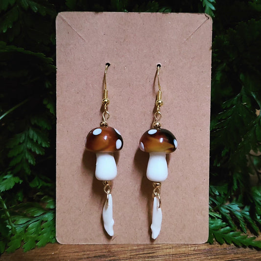 Toadstool and teeth earrings