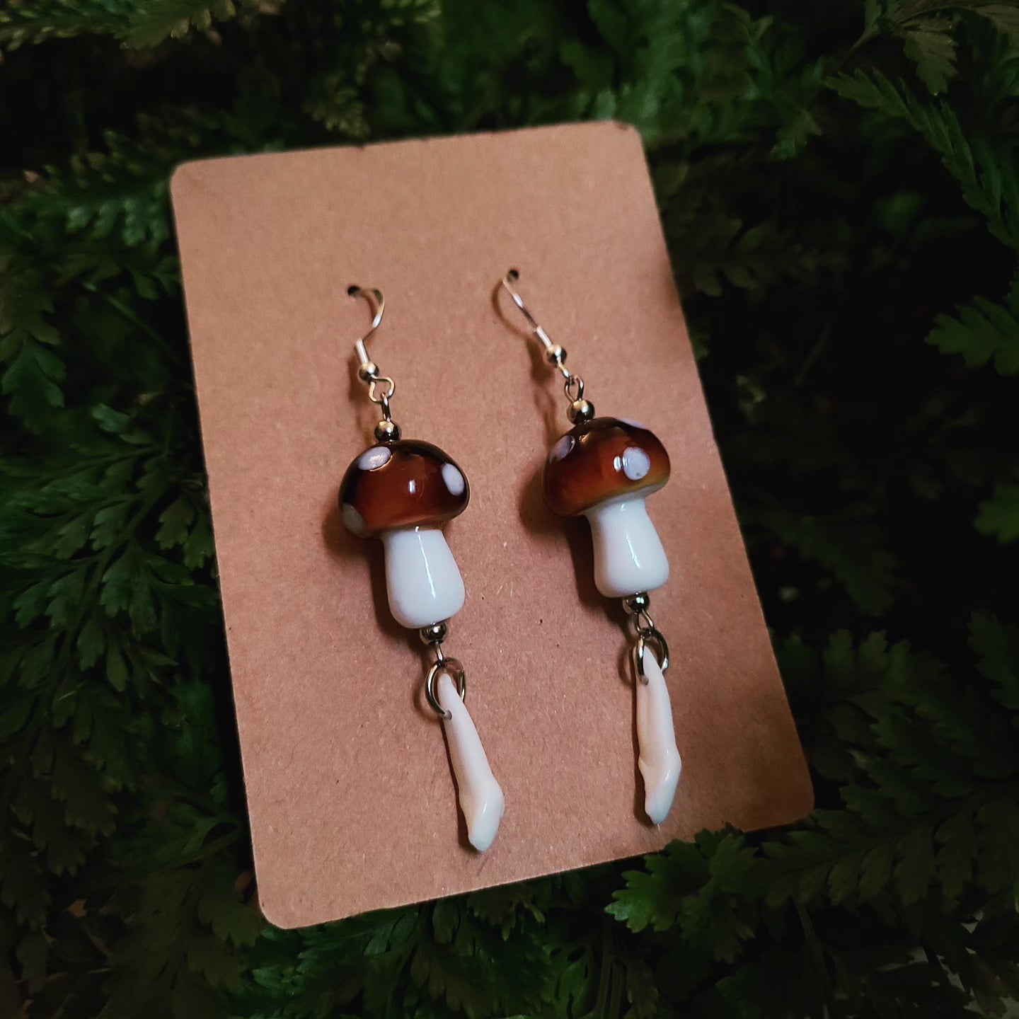 Toadstool and teeth earrings