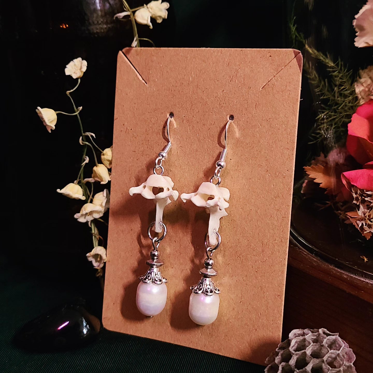 Mink Vertebrae Drop Earrings