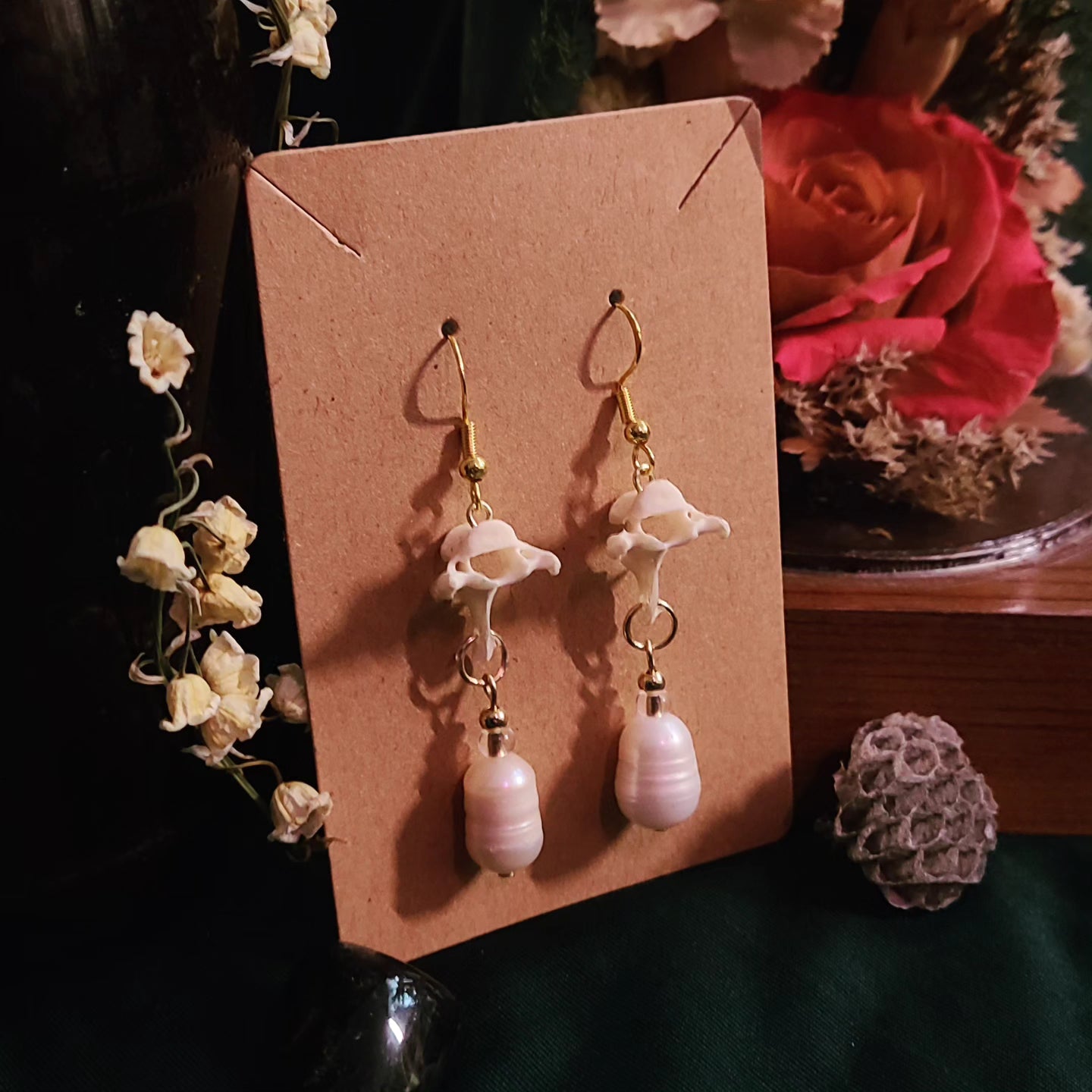 Mink Vertebrae Drop Earrings
