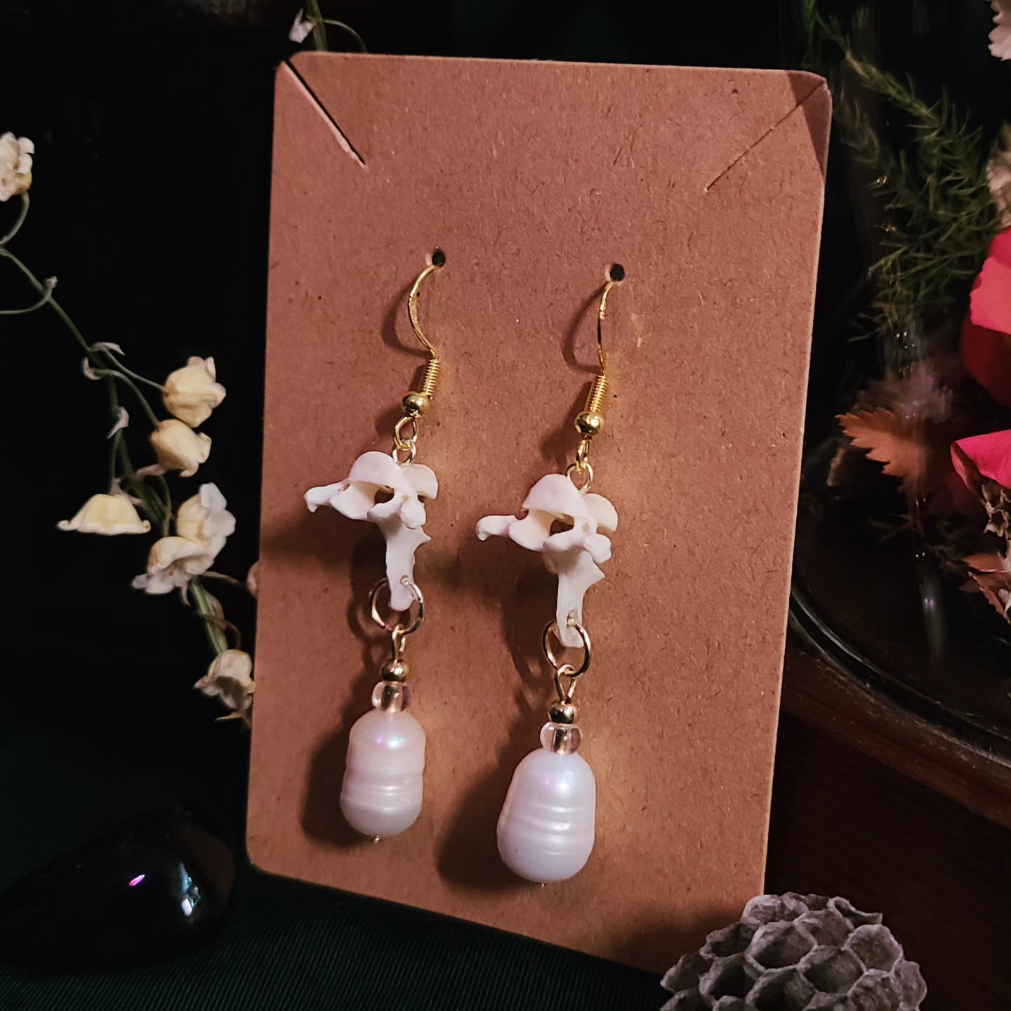 Mink Vertebrae Drop Earrings
