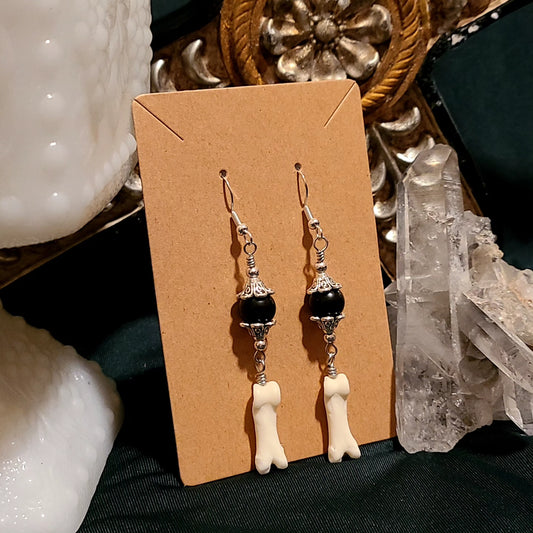 Coyote and Obsidian Earrings