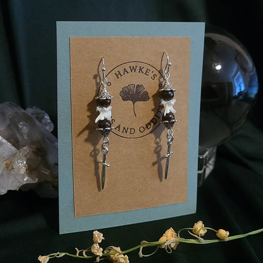 Rattlesnake Vertebrae and Dagger Earrings