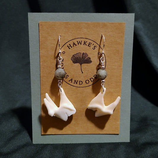 Coyote Molar and Labradorite Dangle Earrings