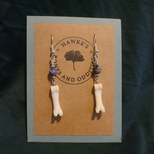 Coyote Toe and Sodalite Dangle Earrings