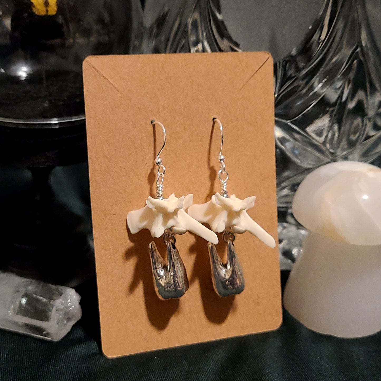 Rattlesnake and Teeth Dangle Earrings