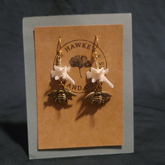 Rattlesnake Vertebrae and Bee Dangle Earrings
