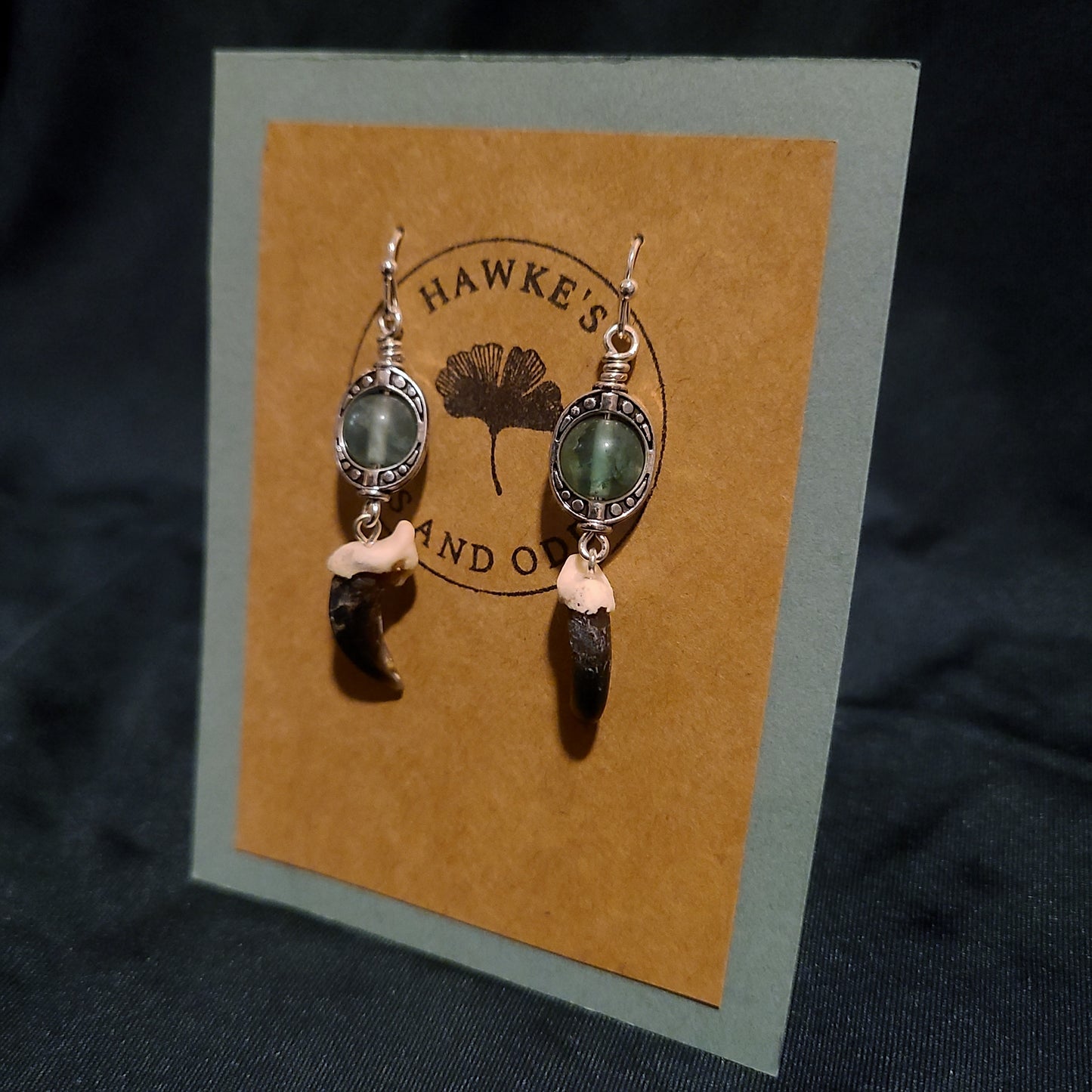 Coyote Claw and Fluorite Dangle Earrings