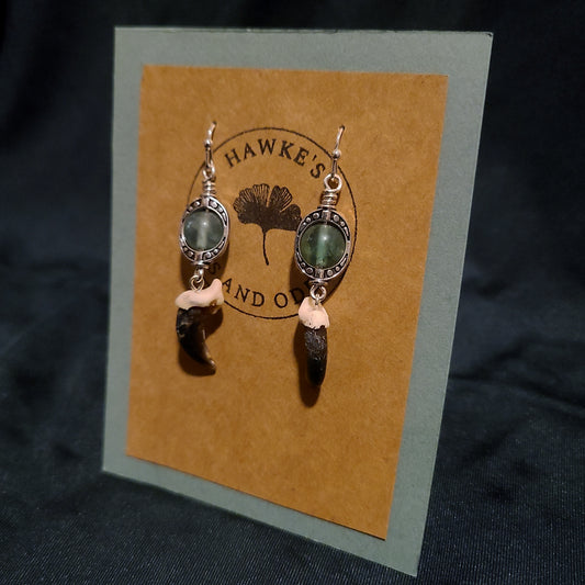 Coyote Claw and Fluorite Dangle Earrings