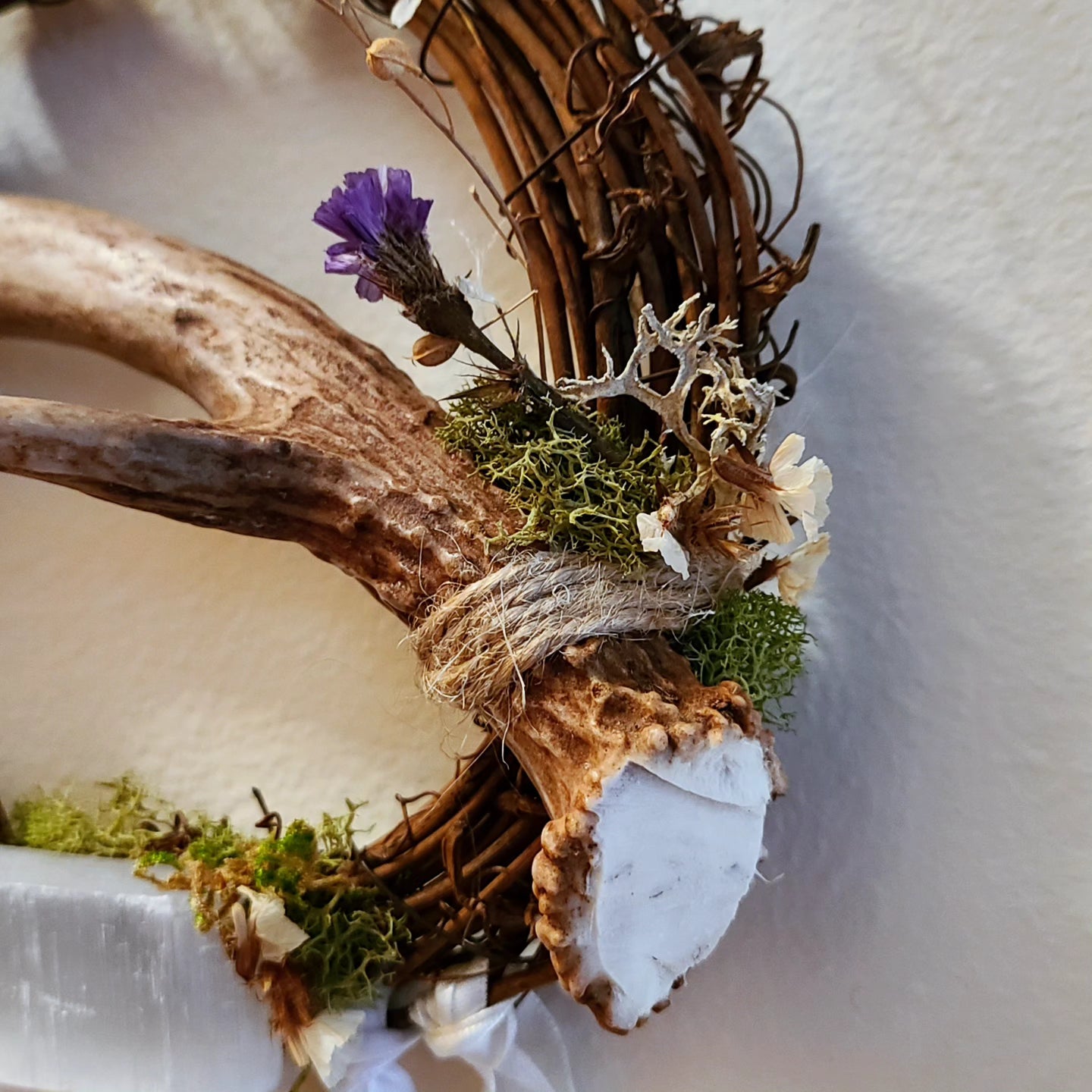 Deer Antler and Selenite Wreath