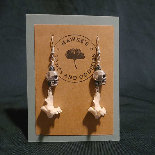 Mink Vertebrae and Skull Dangle Earrings