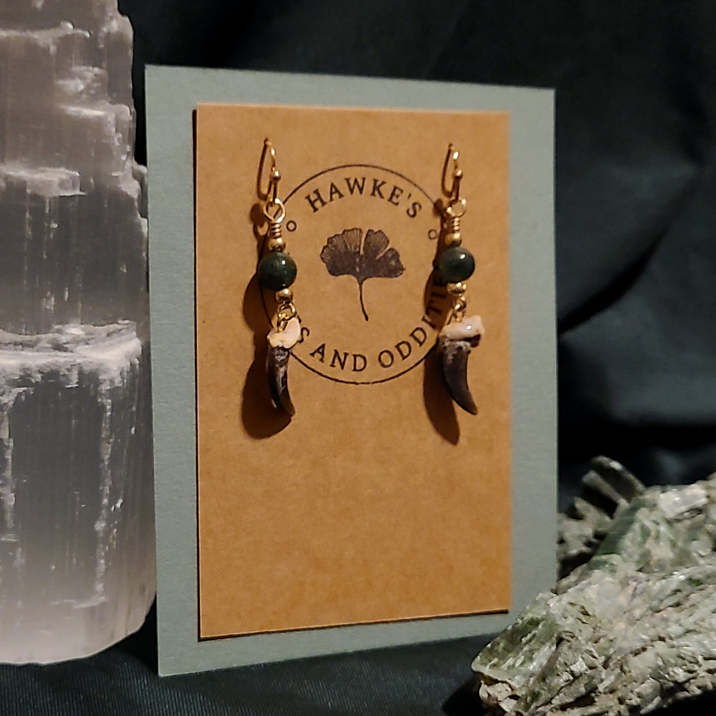 Coyote Claw and Moss Agate Earrings