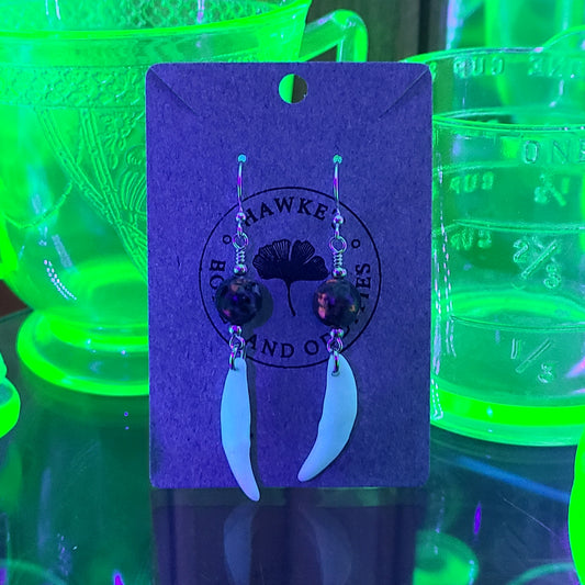 Coyote Canine and Yooperlite Dangle Earrings