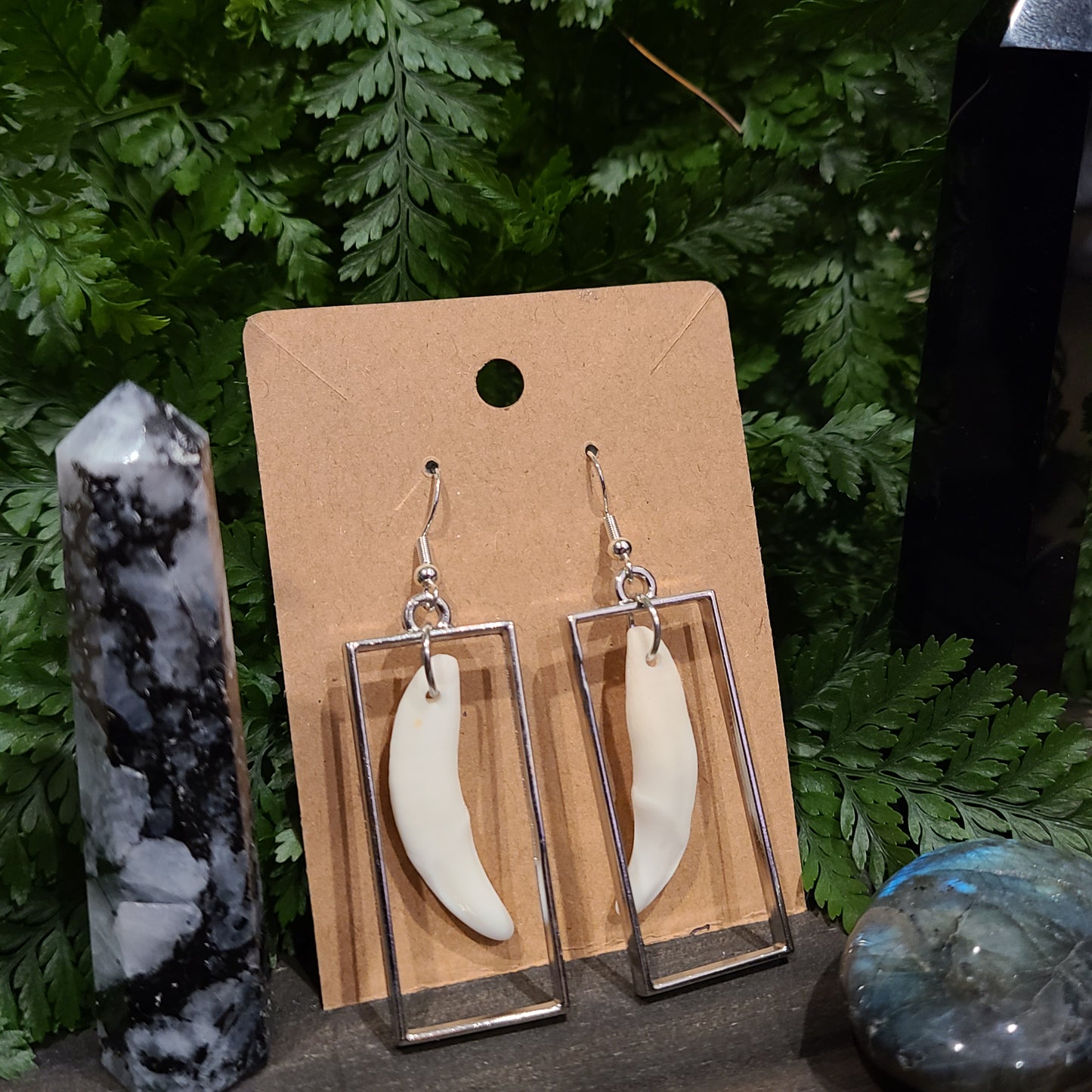 Geometric coyote fang earrings