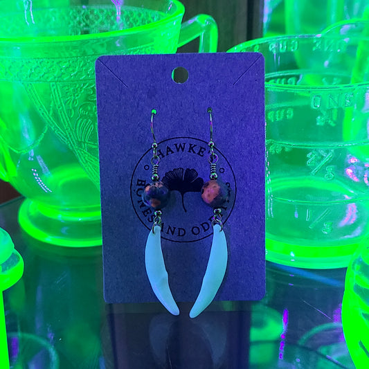Coyote Canine and Yooperlite Dangle Earrings