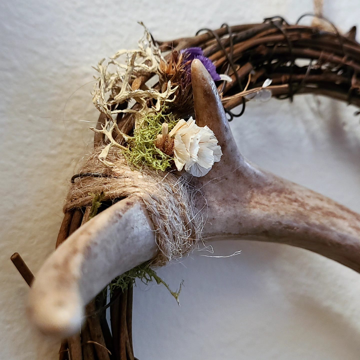 Deer Antler and Selenite Wreath