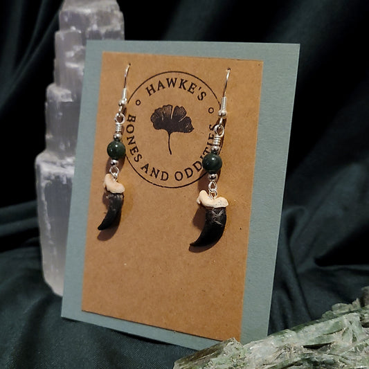 Coyote Claw and Moss Agate Earrings