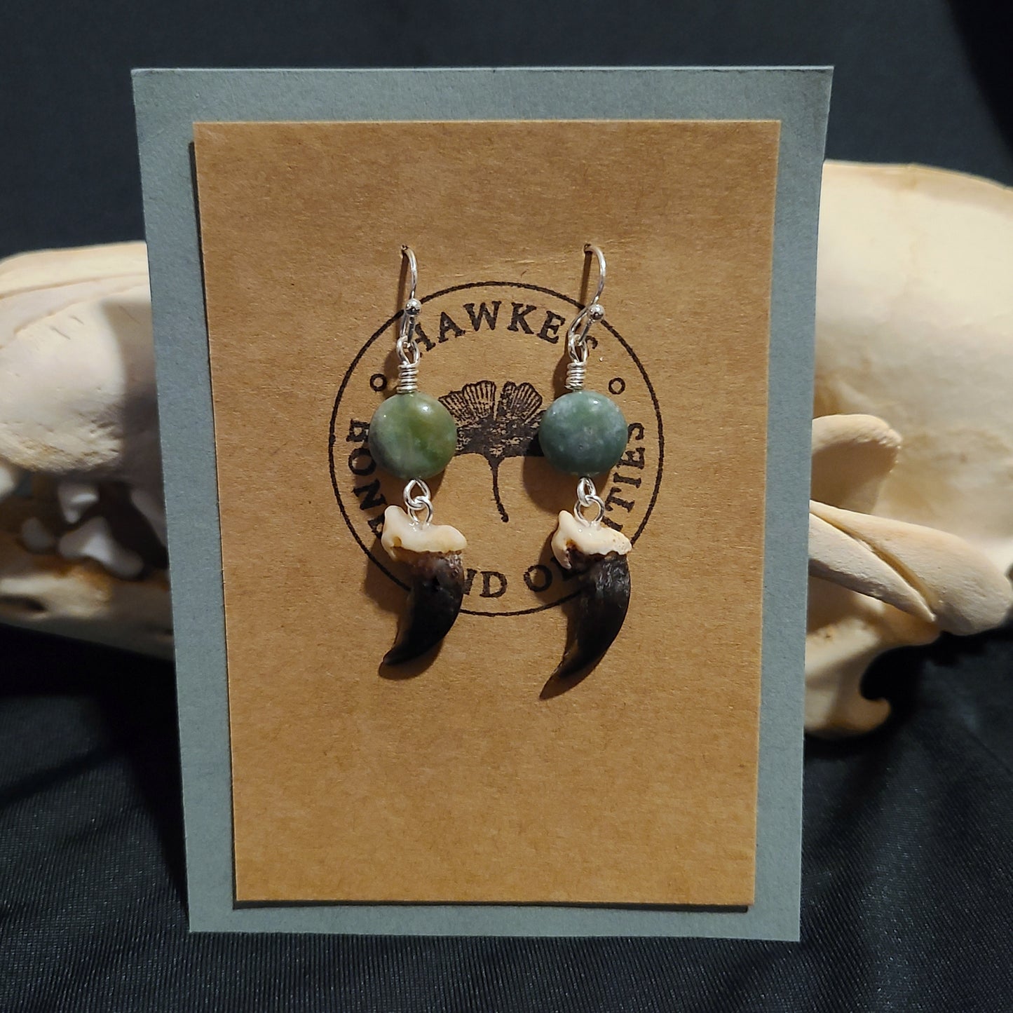 Coyote Claw and Fancy Jasper Dangle Earrings