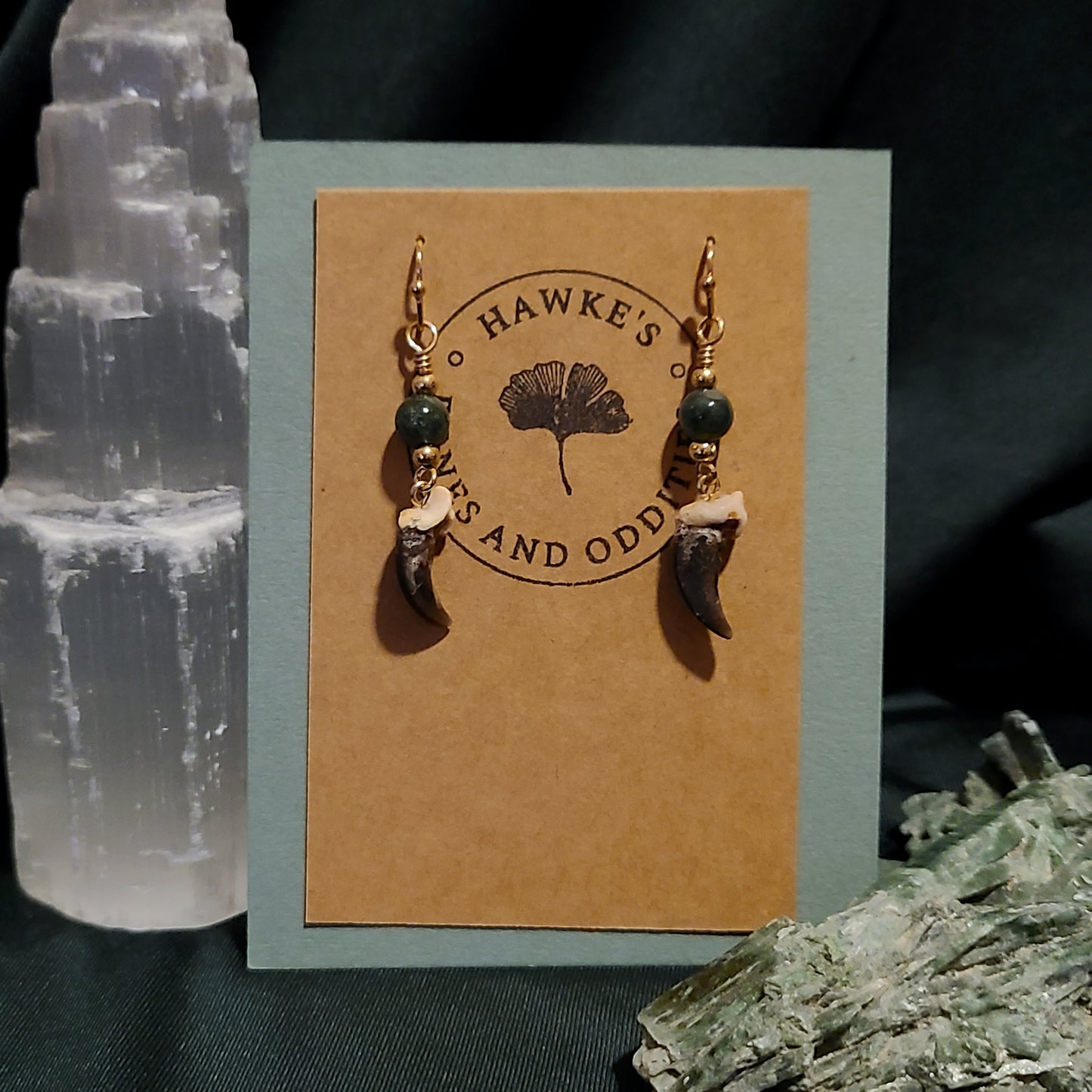 Coyote Claw and Moss Agate Earrings