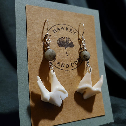 Coyote Molar and Labradorite Dangle Earrings