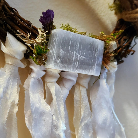 Deer Antler and Selenite Wreath