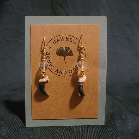 Coyote Claw and Citrine Dangle Earrings