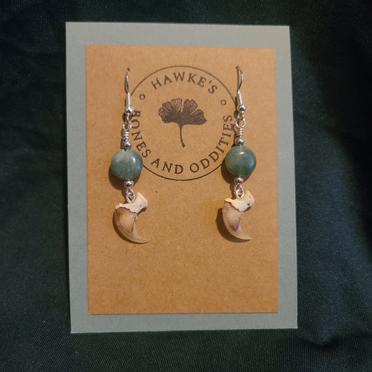 Bobcat Claw and Fancy Jasper Dangle Earrings