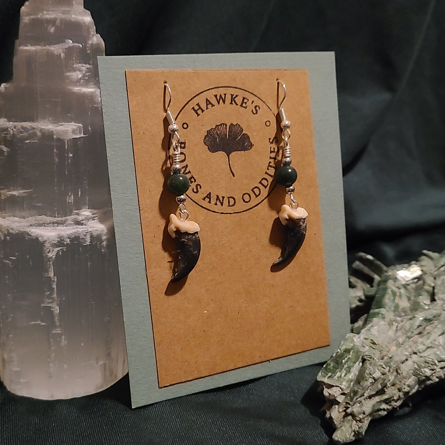 Coyote Claw and Moss Agate Earrings