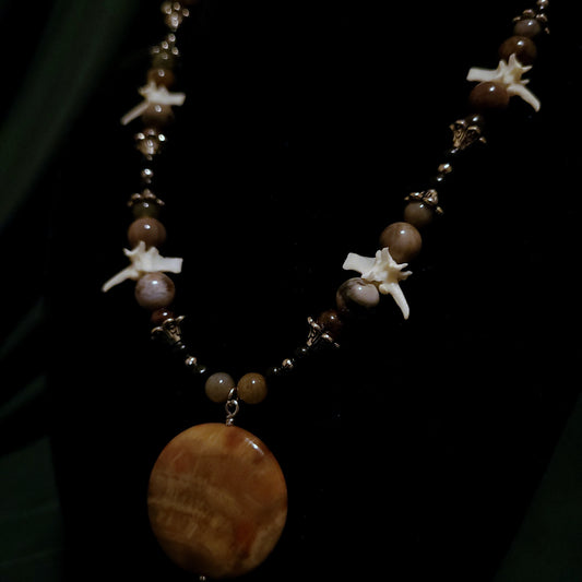 Petrified Wood and Rattlesnake Necklace