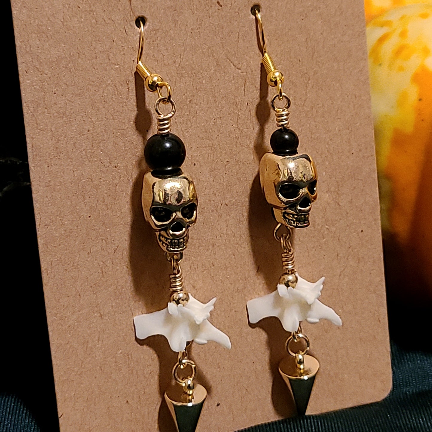 Skull and Vertebrae Dangle Earrings