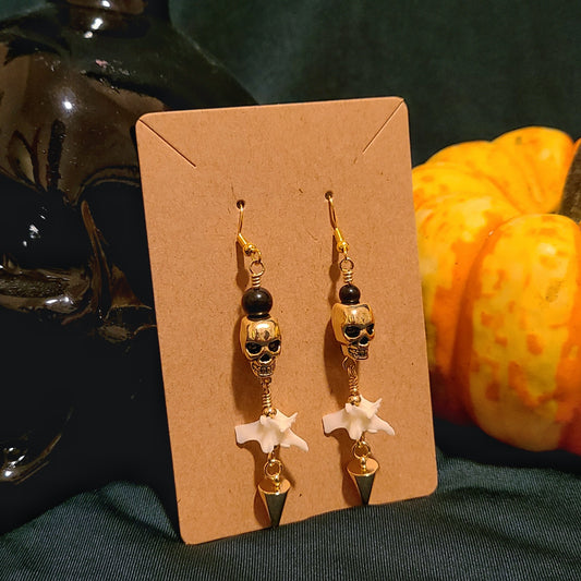 Skull and Vertebrae Dangle Earrings