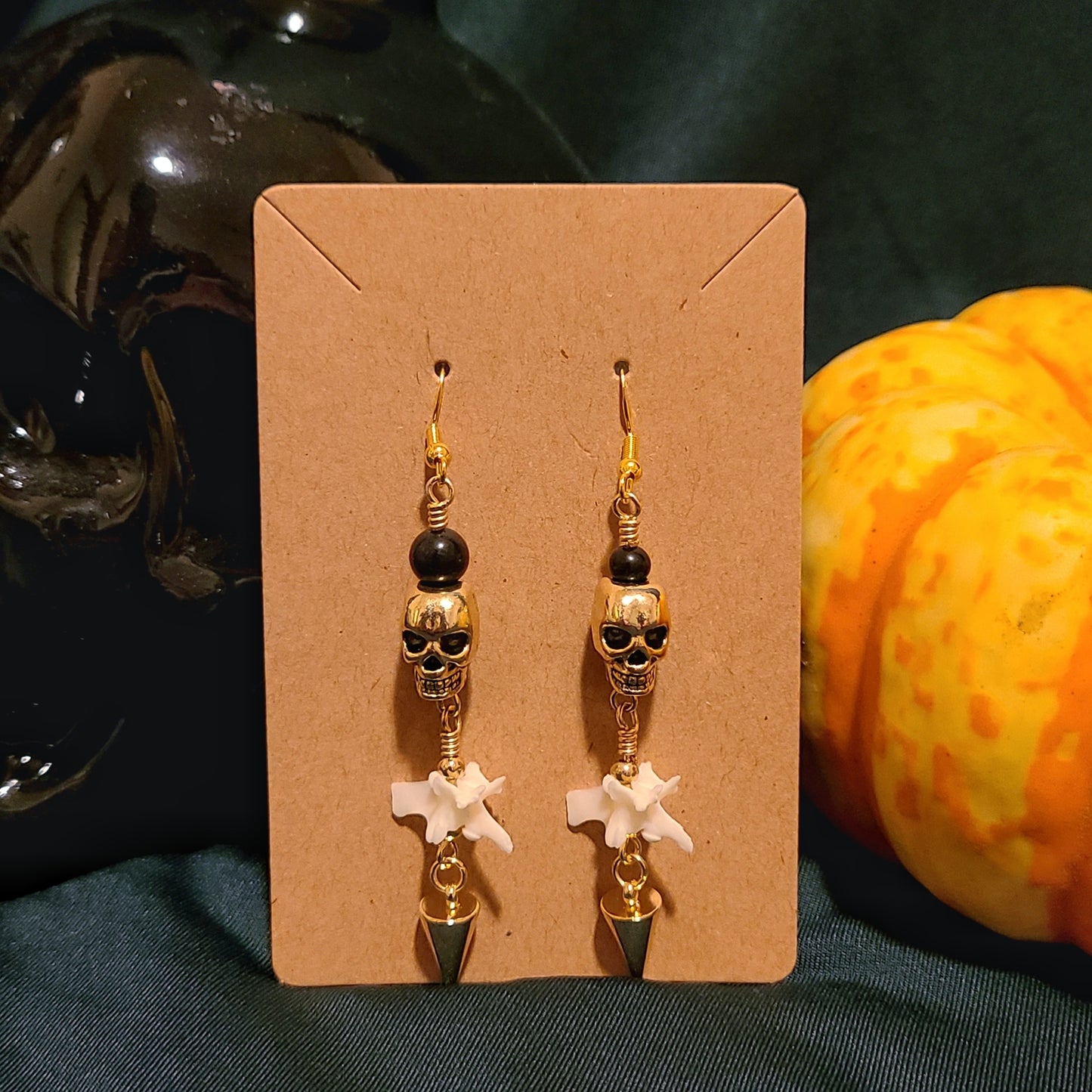 Skull and Vertebrae Dangle Earrings