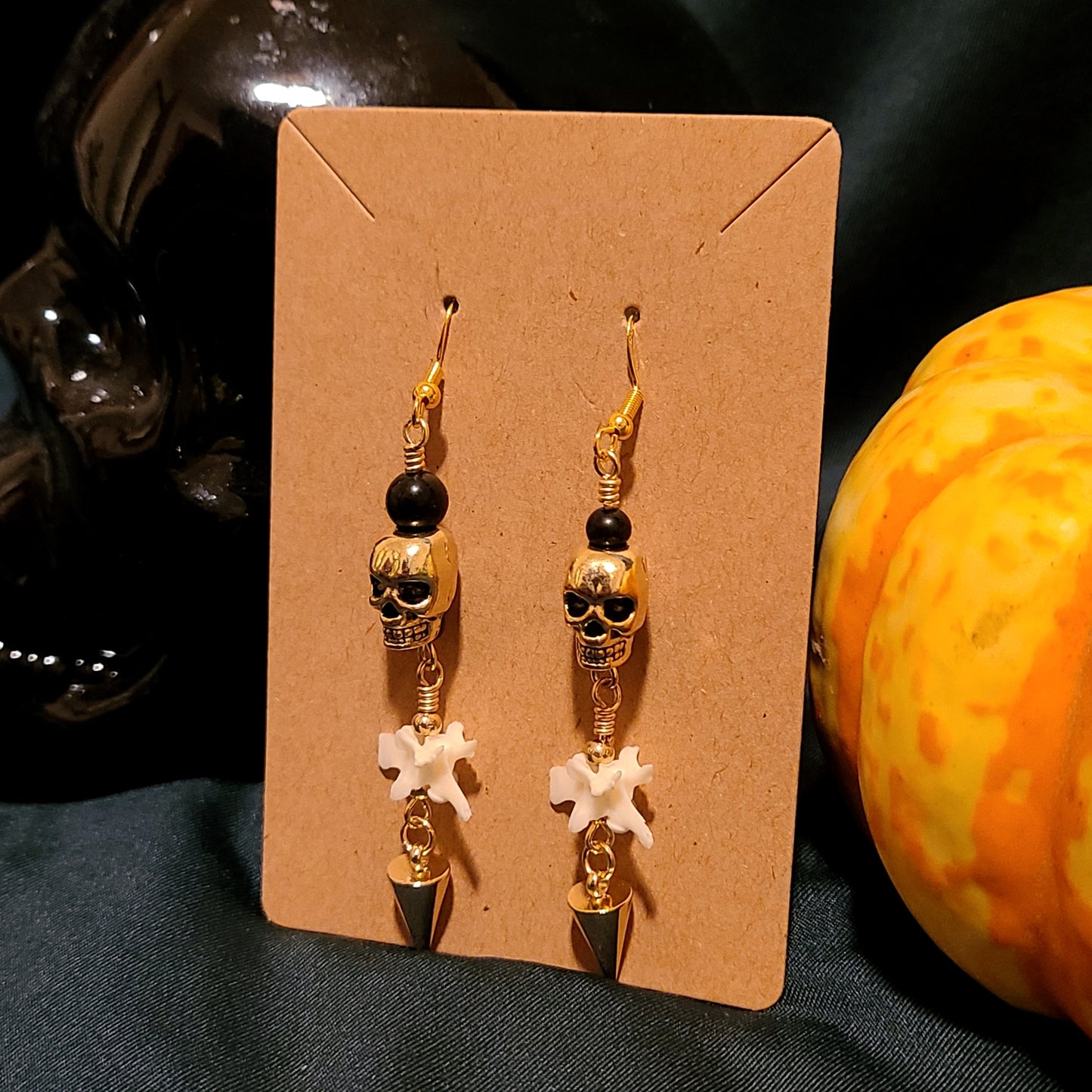 Skull and Vertebrae Dangle Earrings