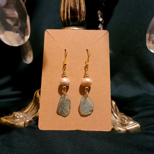 Pearl and Roman Glass Earrings