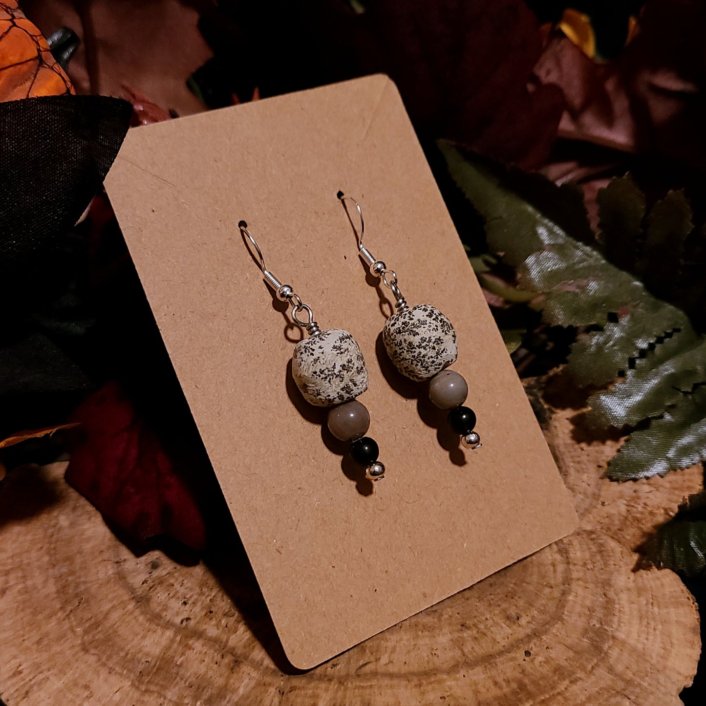 Mammoth and Petrified Wood Earrings