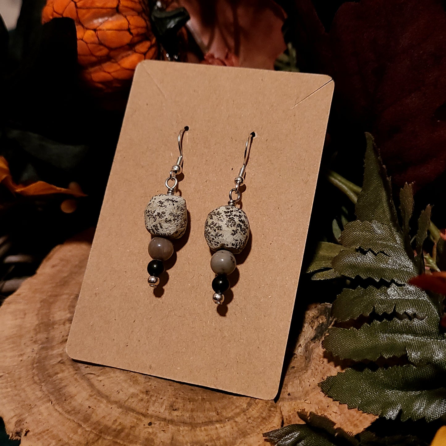 Mammoth and Petrified Wood Earrings