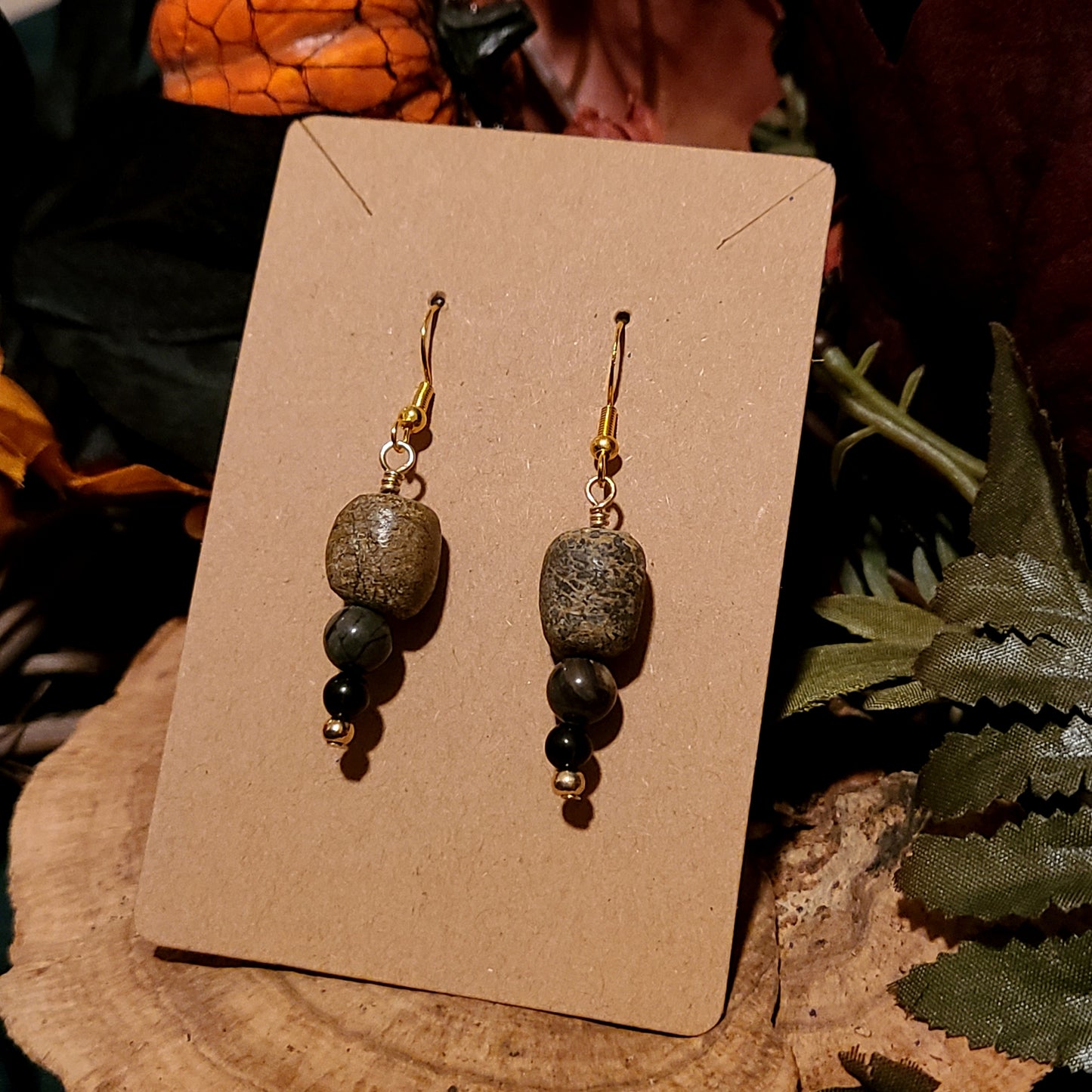 Mammoth and Petrified Wood Earrings