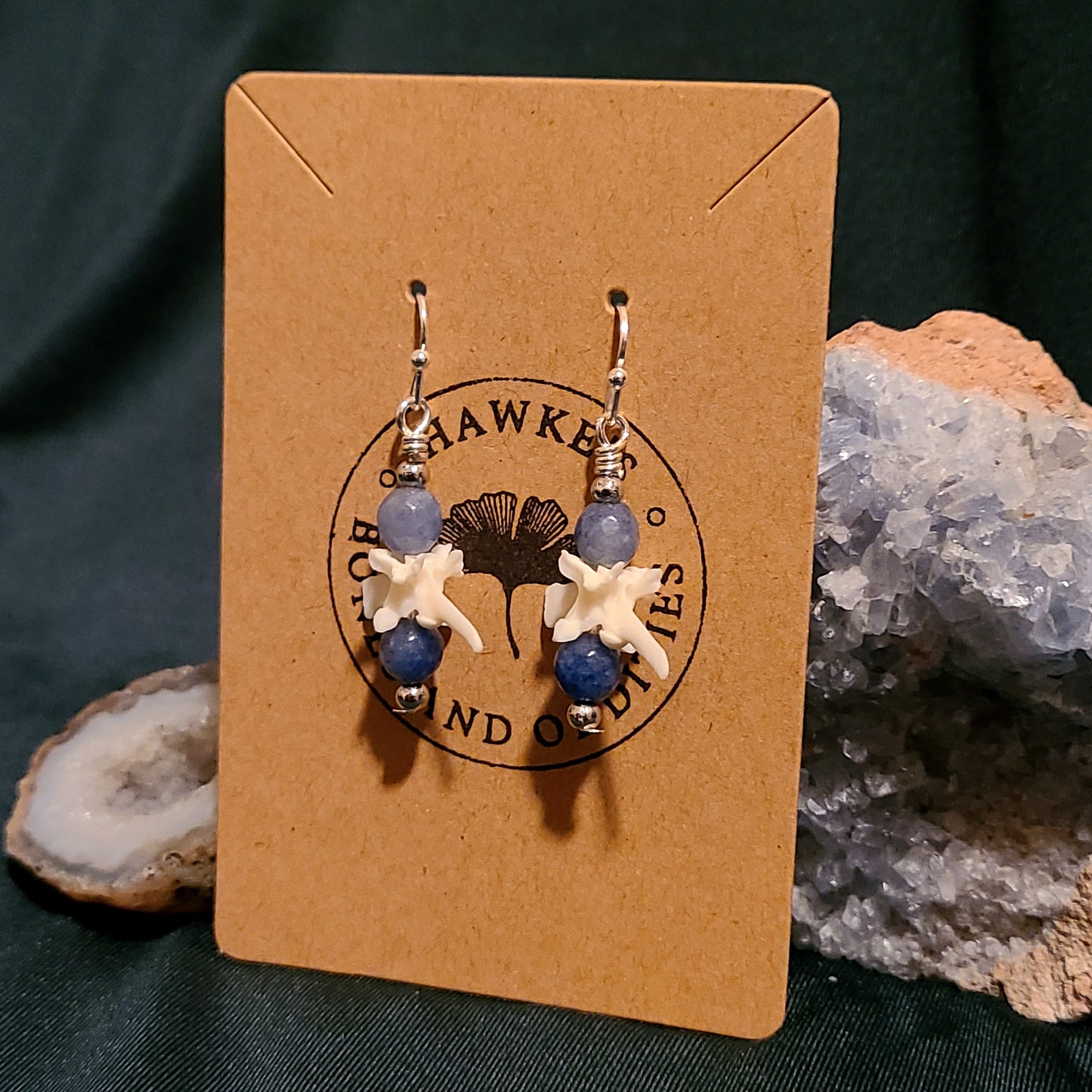 Vertebrae and Aventurine Earrings