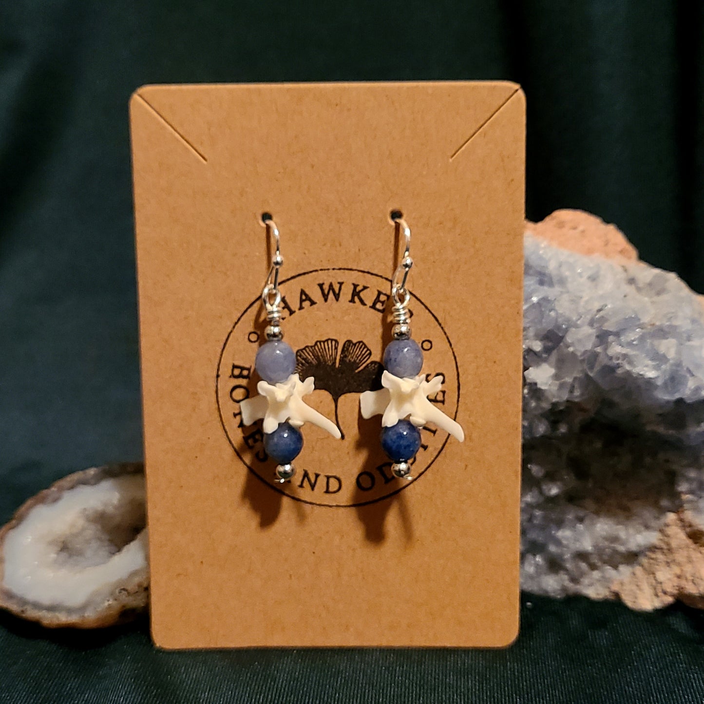 Vertebrae and Aventurine Earrings