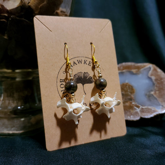 Mink Vertebrae and Drsgons Blood Dangle Earrings