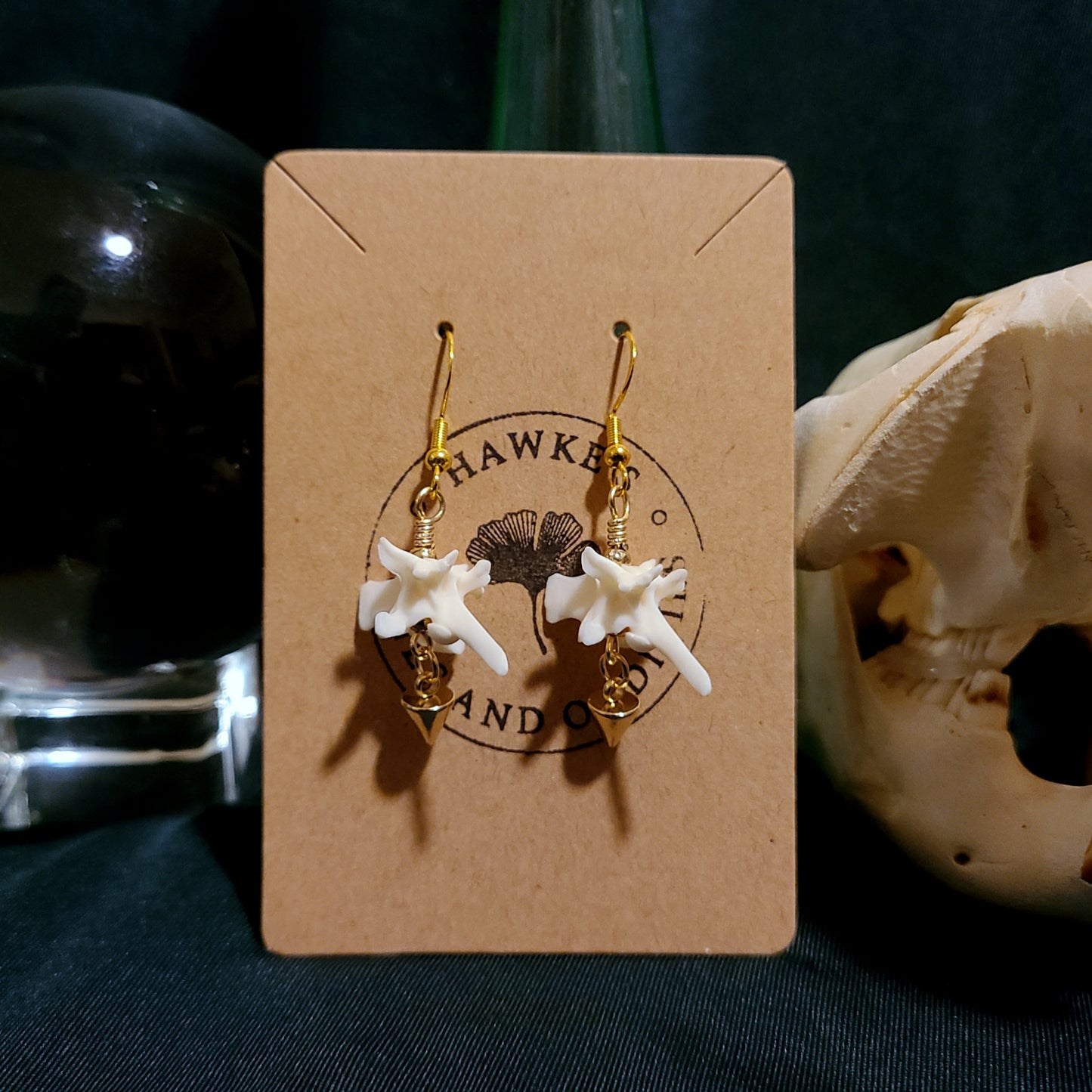 Rattlesnake Vertebrae and Spike Earrings